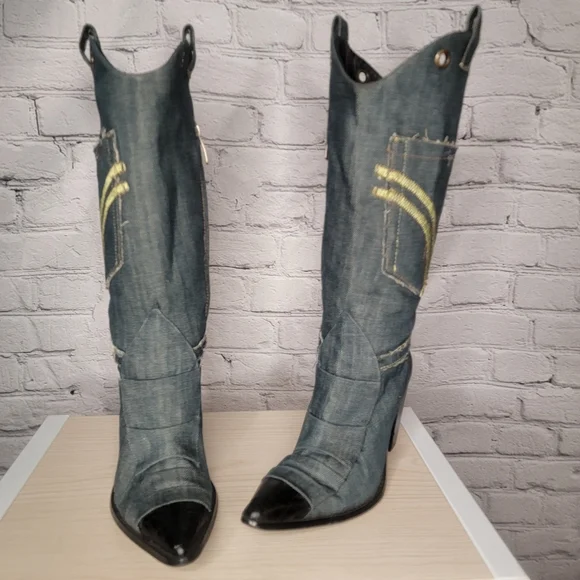 Capelta 'Billie Jean' denim western boot.  RARE find. Size 38 / us 8 - Picture 3 of 8